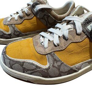 COACH C201 Mixed Media Signature Sneakers Size 9B, EUR 39.5 Preppy Coach Logo
